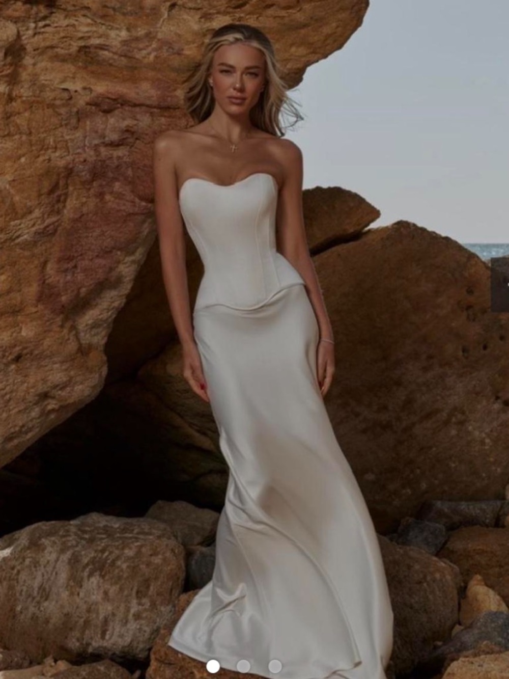 Elegant Strapless White Satin Corset Gown
